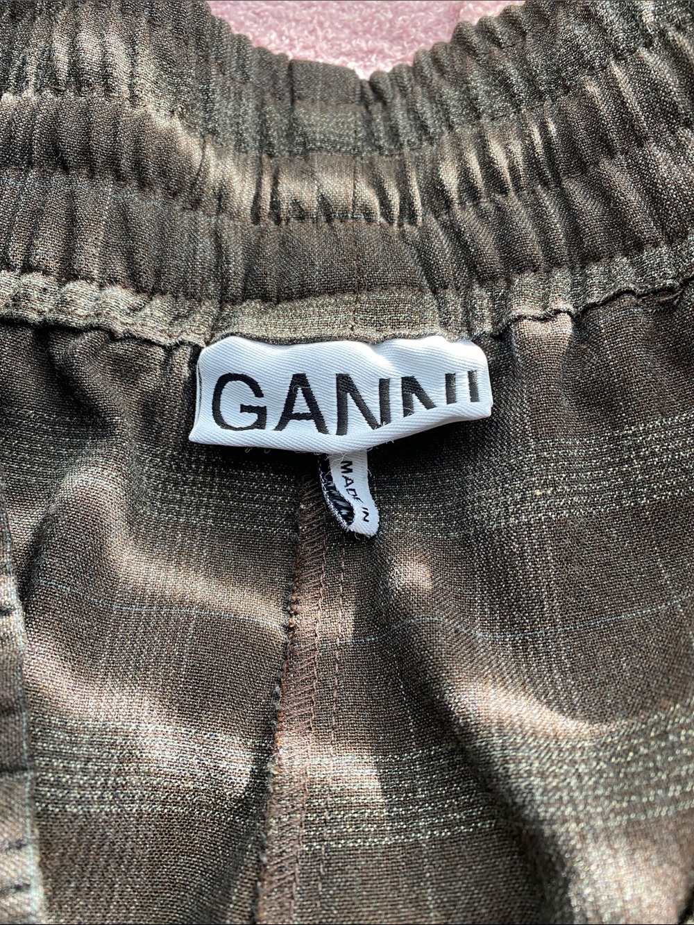 Ganni Check Pattern Drawstring Pants Straight Drawstring Size 44 - Picture 6 of 6
